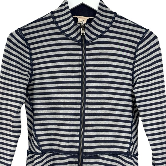 Soft surroundings navy blue gray striped Soft zip up Sweater Women size XS - Picture 2 of 12